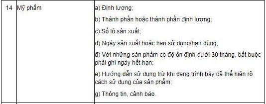 Quy định thông tin bắt buộc trên nhãn mỹ phẩm